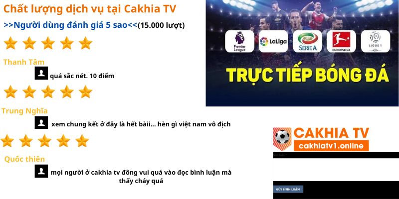 cakhiatv nhận được nhiều đánh giá 5sao từ người dùng